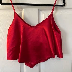 Super sexy red satin crop top spaghetti straps